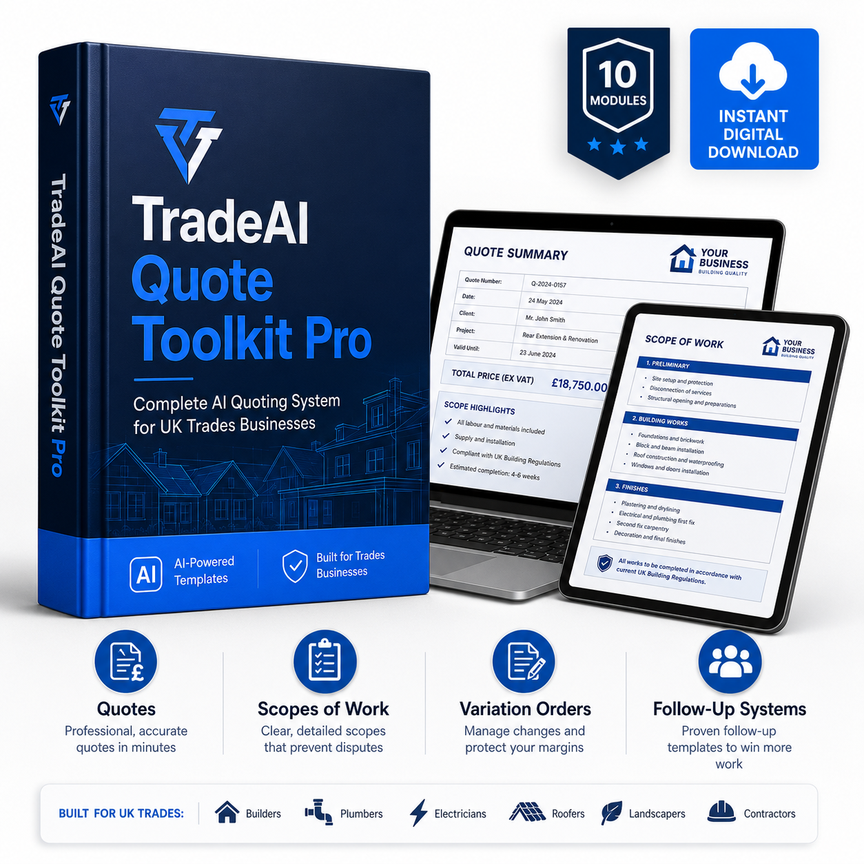 TradeAI Quote Toolkit Pro main product mockup
